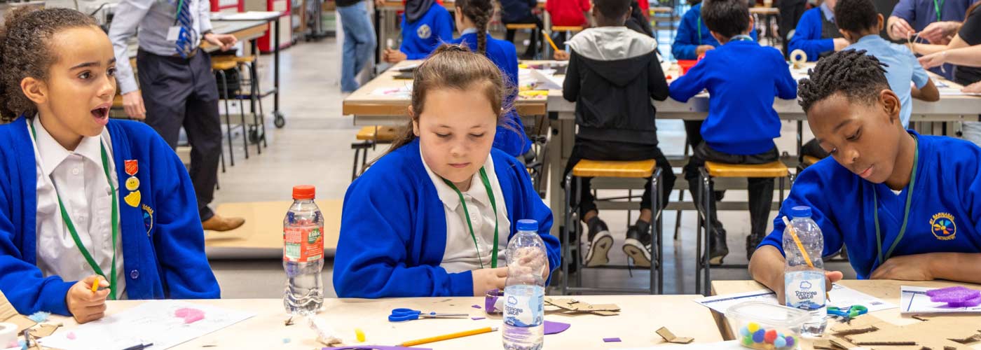 Children undertaking activities in the Nancy Rothwell Building Maker Space
